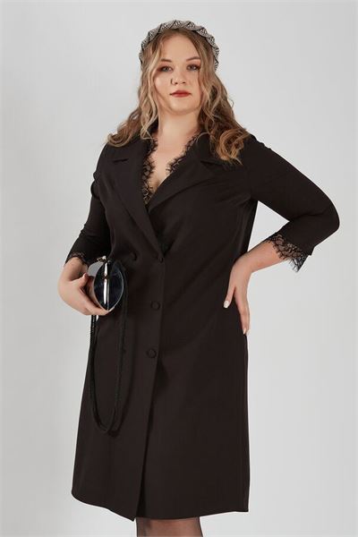 Siyah DANTELLİ BLAZER ELBİSE