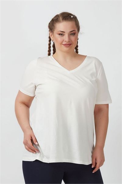 Ekru V YAKA BASIC TİŞÖRT